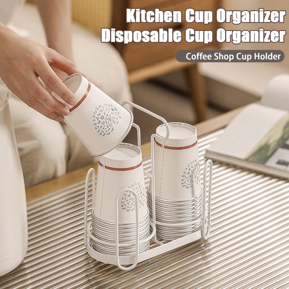 Disposable Cup Rack Cup Lid Storage Box Iron Art Cup Holder Dispenser for Countertops Durable Coffee Storage Rack for Kitchen