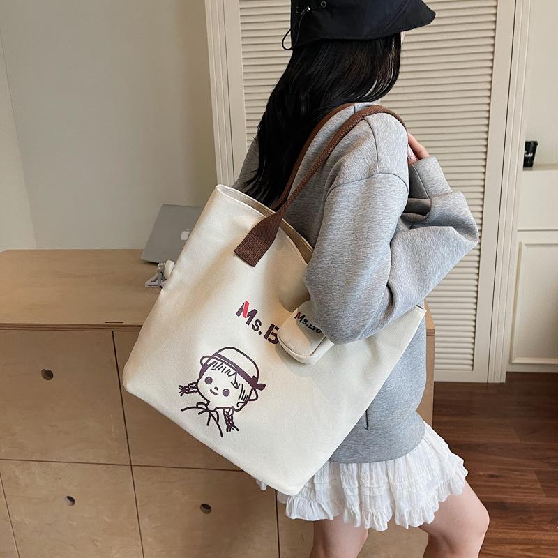 Large-capacity Commuter Tote Bag Women's 2025 Summer New Fashion Simple Canvas Bag Lazy Wind Shoulder Armpit Bag