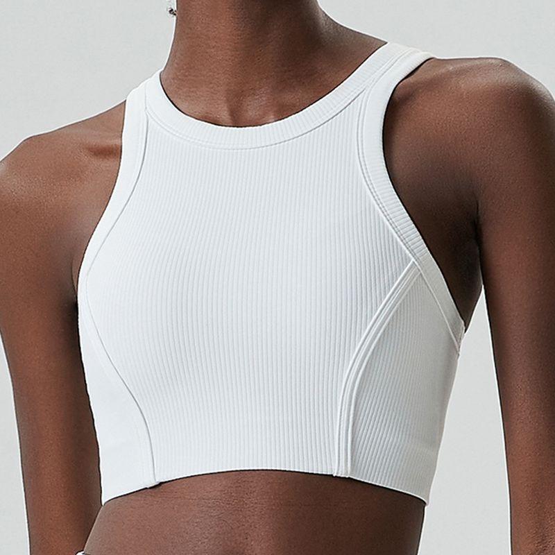 High Collar Willow Leaf Thread Beauty Back Exercise Underwear Women's High Strength Bubble Wrap Running Workout Bra Yoga Vest