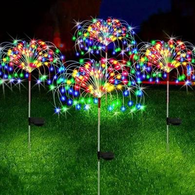 Solar Dandelion Twinkling Copper Wire Outdoor Garden Lights Strip - Waterproof Ground Insert Flower Lights.