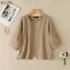 ZANZEA Womens Casual Open Front Loose 3/4 Sleeve Thin Cardigan Blouse