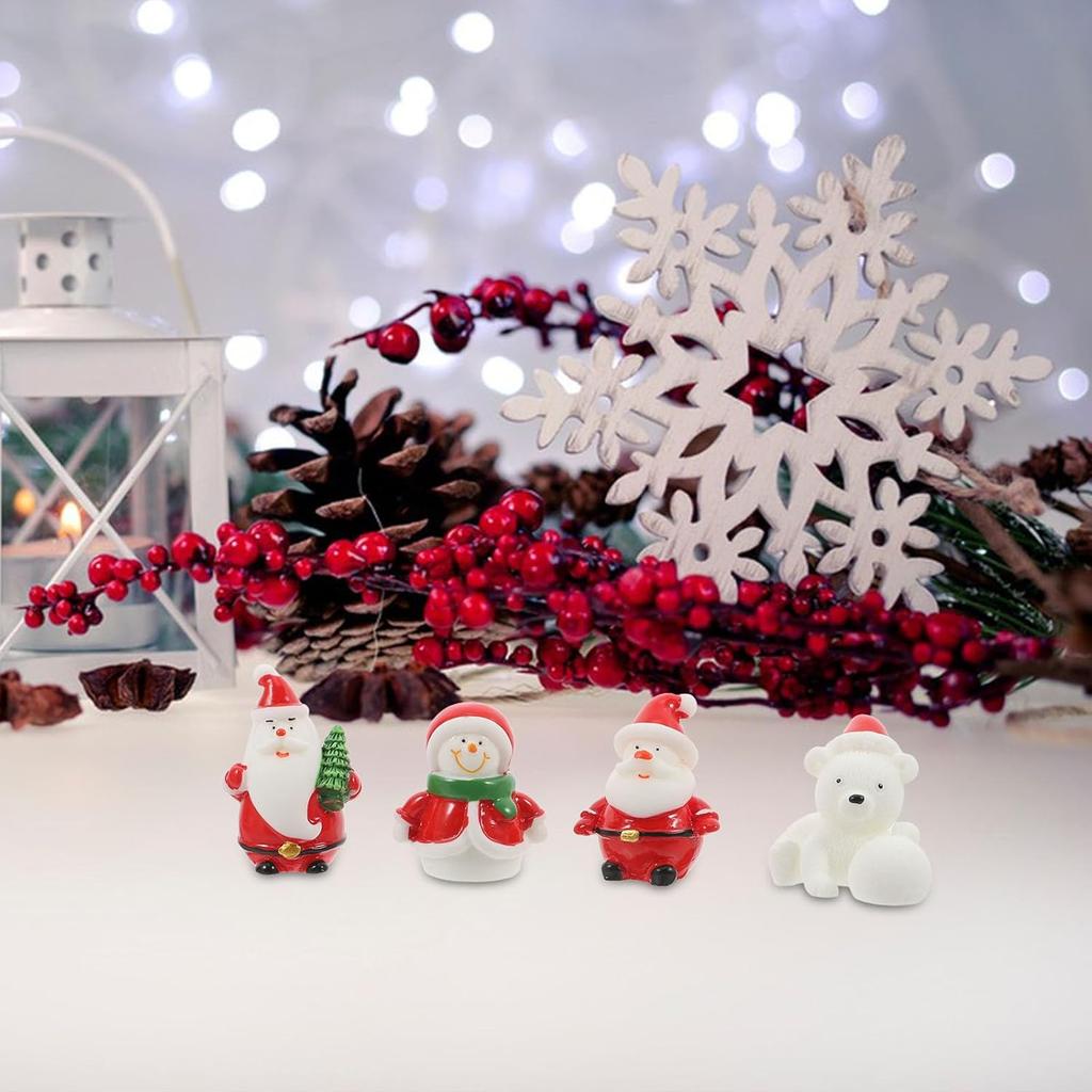 Amosfun 18pcs Christmas Miniature Decorations Mini Santa Snowman Figurine Xmas Fairy Garden Accessories Winter Holiday Party Favors Centerpieces