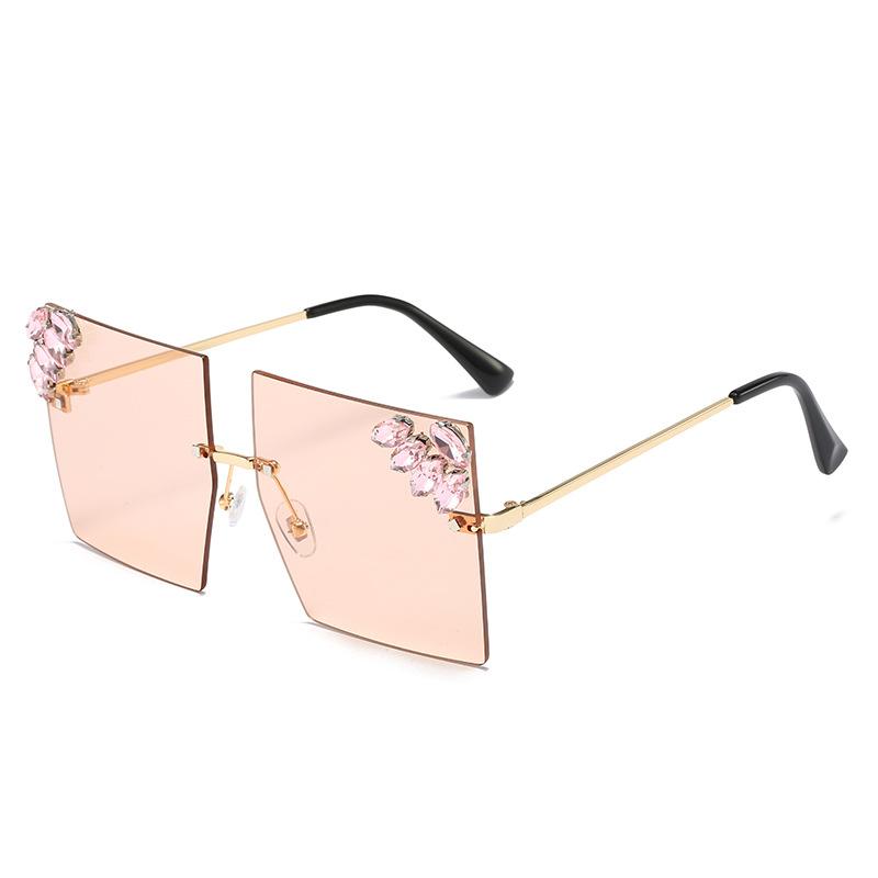 

Солнцезащитные очки без оправы, большие квадратные очки с бриллиантовой инкрустацией, персонализированные уличные солнцезащитные очки для женщин new product