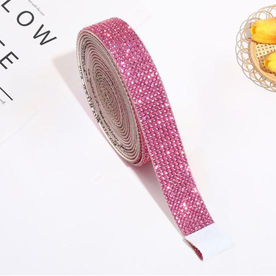 Self-adhesive Faux Crystal Tape Rhinestones Needlework Hot Fix Chain Sticker Ribbon DIY Crafts Gift Wrapping Package Party Decoration Supplies Ribbon