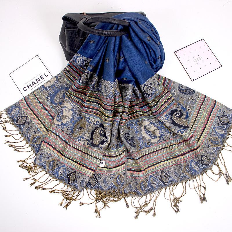 Scarf Spring and Autumn Jacquard Long Scarf Women's Summer Air Conditioning Fringed Shawl Cashew Nut Scarf Scarf