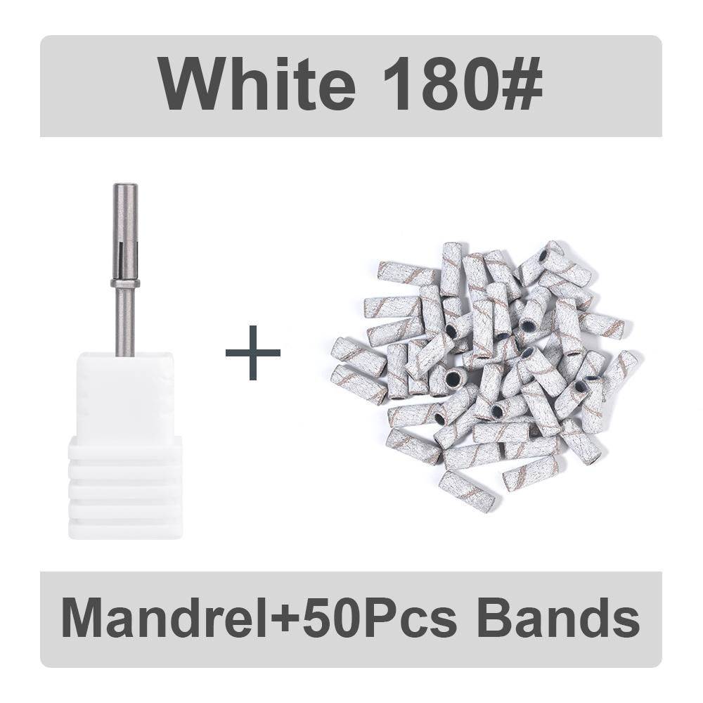 50Pcs 3MM Mini Nail Sanding Bands With Shaft 3/32" Nail Drill Bits Sand Bands Dead Skin Calluses Nail Gel Remove Nail Tool Set
