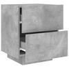 Nightstand With LED, Concrete Gray, Wood-Based Material