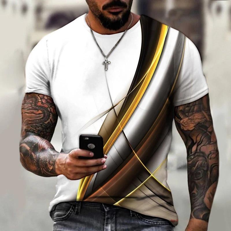 Men casual summer T shirt with 3D print breathable polyester short sleeves
