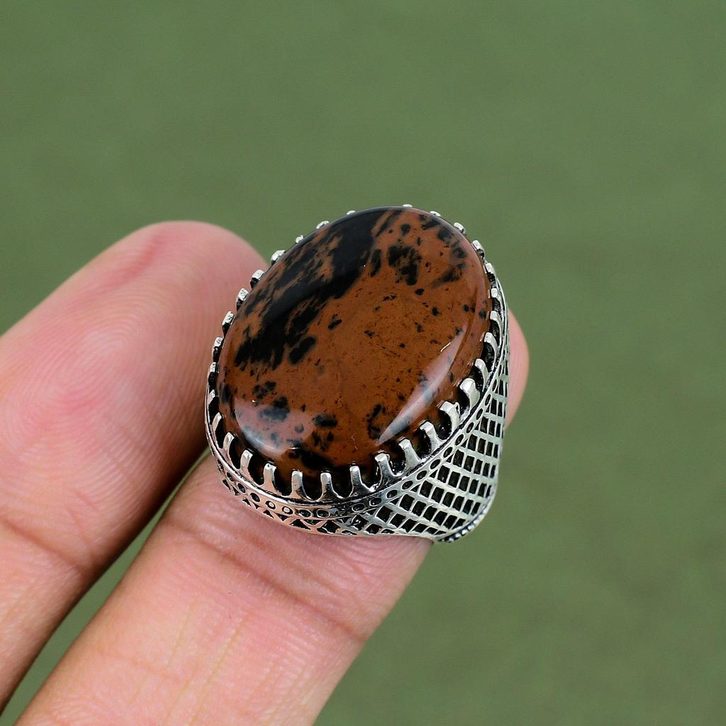 Mahogany Obsidian Ring 925 Sterling Silver Rings Handmade Jewelry Unique Ring Natural Gemstone Jewelry Gifts For Her Available In Ring Size