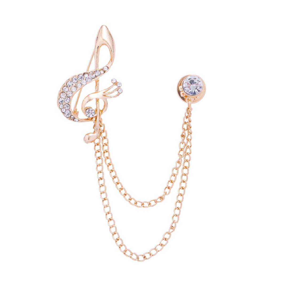 Men s High-End Musical Note Suit Brooch - British Style Boutonniere Pin золотой