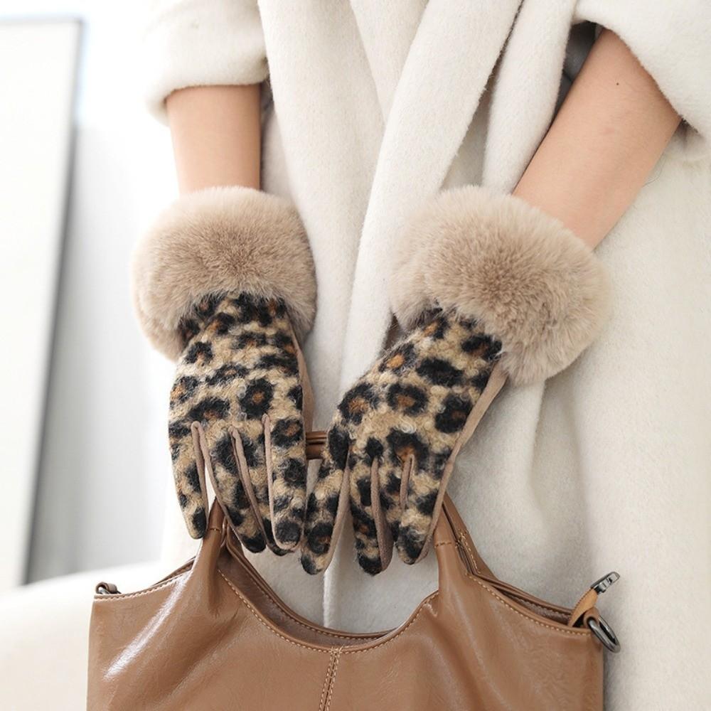 Touch Screen Leopard Print Gloves Keep Warm Winter Gloves Fashion Women's Gloves Winter