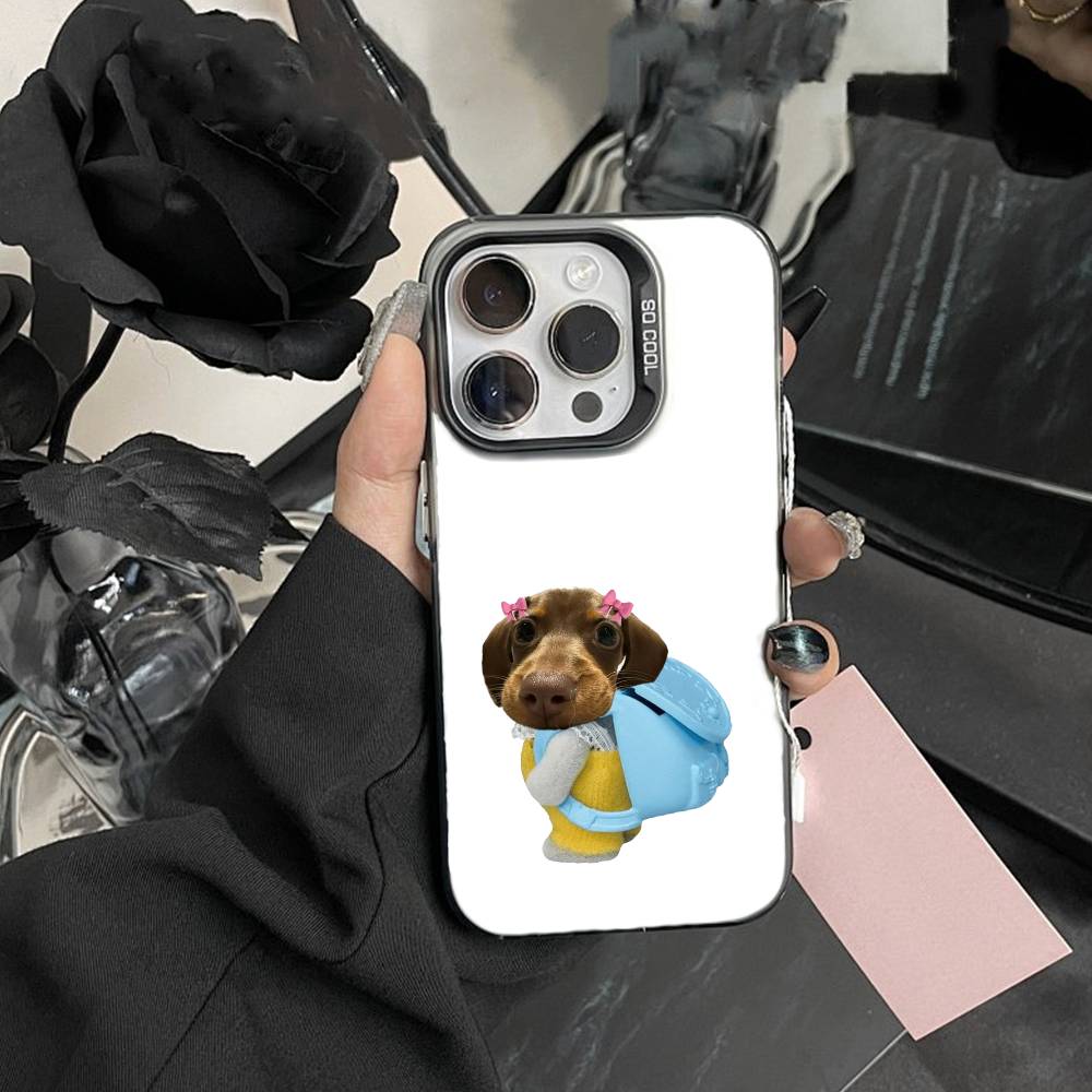 Goofy C-Dogs Big eyes Phone Case For iPhone17, 16,15,14,13,12 Pro Max Black Candy Matte Shockproof Cover