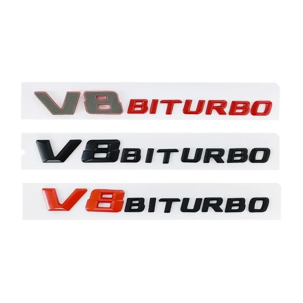 ABS Car Badge Rear Trunk Letters Emblem Sticker Decoration for V8 BITURBO CLA35 G350d GLE63 W140 W177 W213 (Old-Gloss Black)