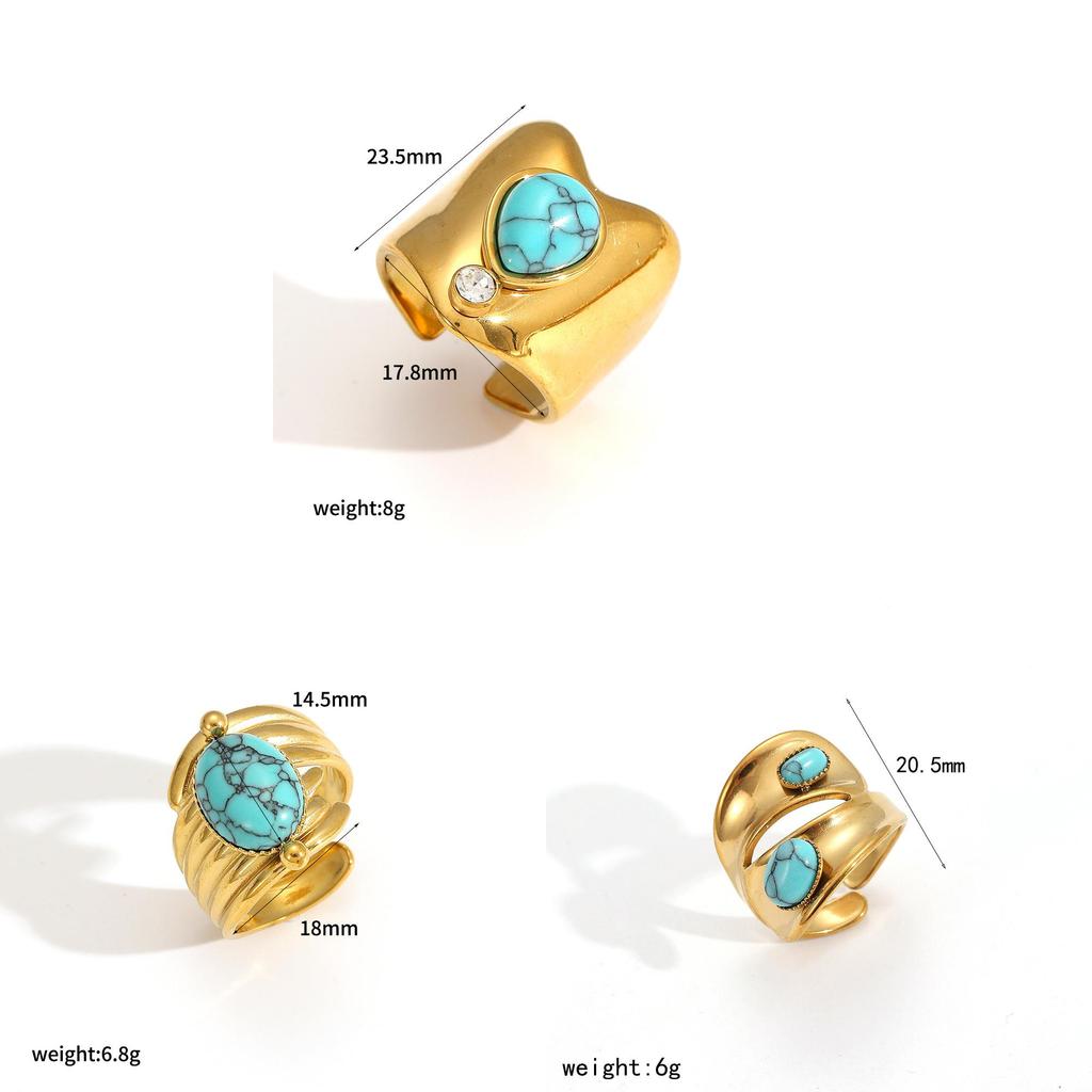 Geometrischer Edelstahlring für Damen mit Edelsteinakzenten Handgefertigter Schmuck