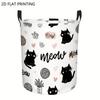 1pc, Dokriy, Meow Meow Blush Black Cat Round Storage Basket, Foldable Laundry Basket, Large Capacity with Thickened Handle, Can Store Clothes, Blanket