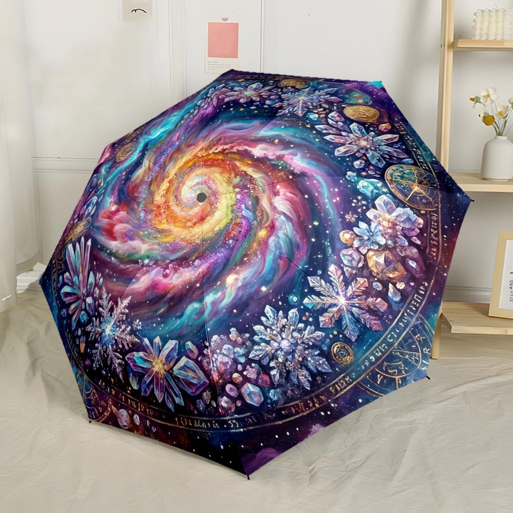 Music In Space Automatic Umbrella Folding Umbrella with 8 Ribs Compact Design Perfect for Outdoor Adventures Vibrant Pattern Umbrella Spiritual Gift