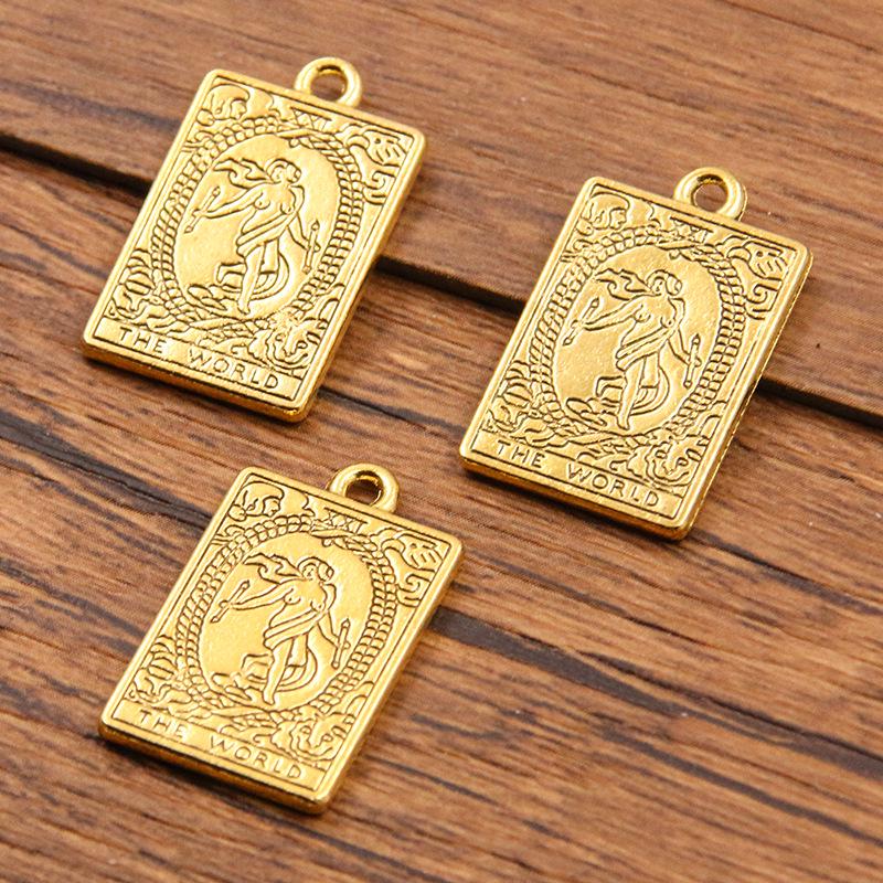 Zinc Alloy Tarot Card Pendant, 6 Styles 14x23mm, Popular In Trendy Jewelry.