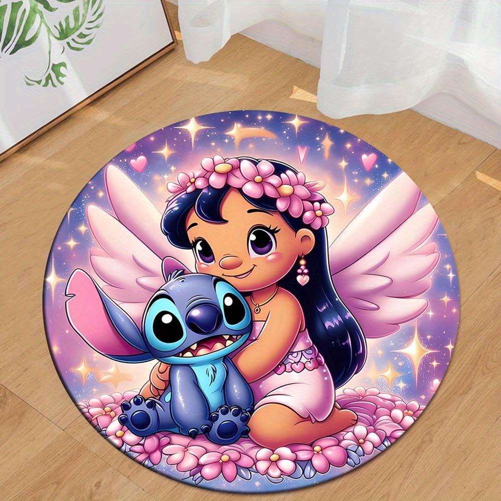 

1pc Lilo&Stitch Round Area Rug , Playroom Bedroom Living Room Indoor Decor Rug , Perfect for Leisure Areas , Bedside , Cloakroom , and Outdo 80cm/31.5in