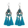 Fashion Bohemian Crystal Tassel Earrings Black White Blue Red Pink Silk Fabric Long Drop Tassel Earrings For Women Jewelry Gift