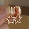Luxury Small White Zircon Star Hoop Earrings For Women Vintage Female Fashion Gold Color Wedding Jewelry
