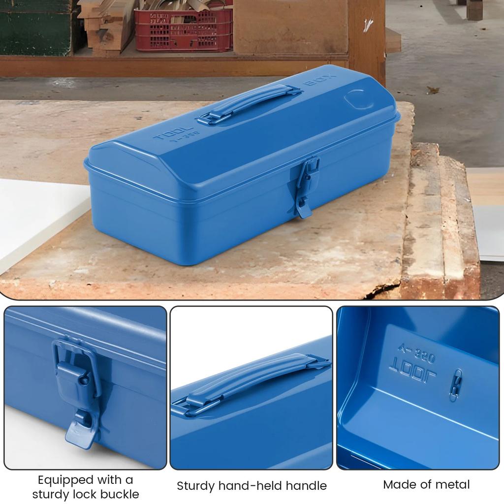 Portable Metal Tool Box Multi Compartment Organizer Heavy Duty Iron Construction Secure Lock For Garage Workshop Storage