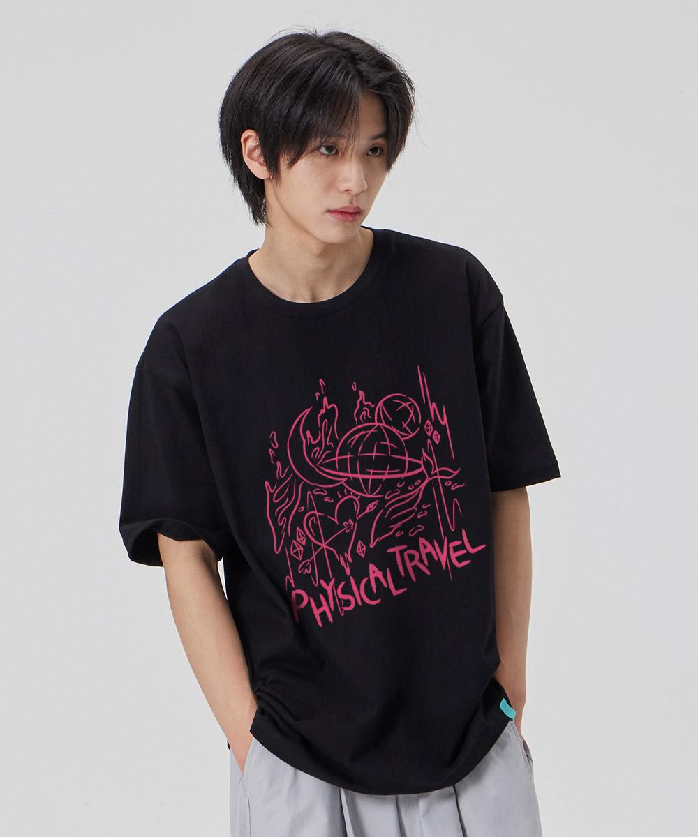 Astral Projection [Physical Travel] Cotton Loose Fit Short Sleeve T-Shirt_Black L