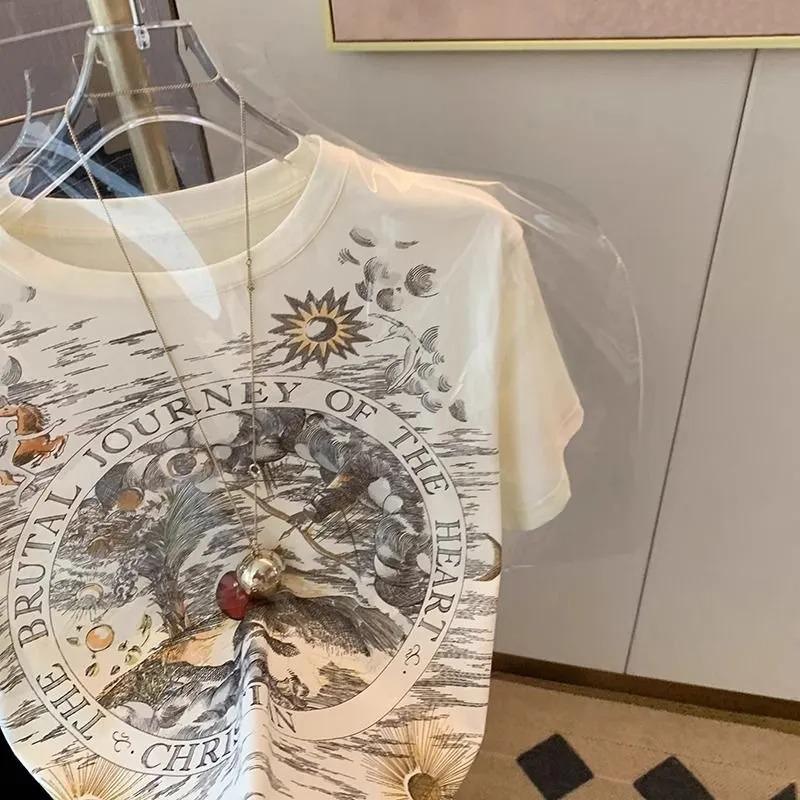 Fruity American Short-sleeved T-shirt for Women, Loose, Slim, Pure and Sexy, Fashionable Print, Versatile Half-sleeve for Small People