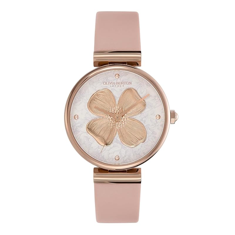 

Authorized distributor [OLIVIA BURTON] olivia burton clock watch ladies ob24000094 signature 36mm dogwood T bar silver white & blush leather strap