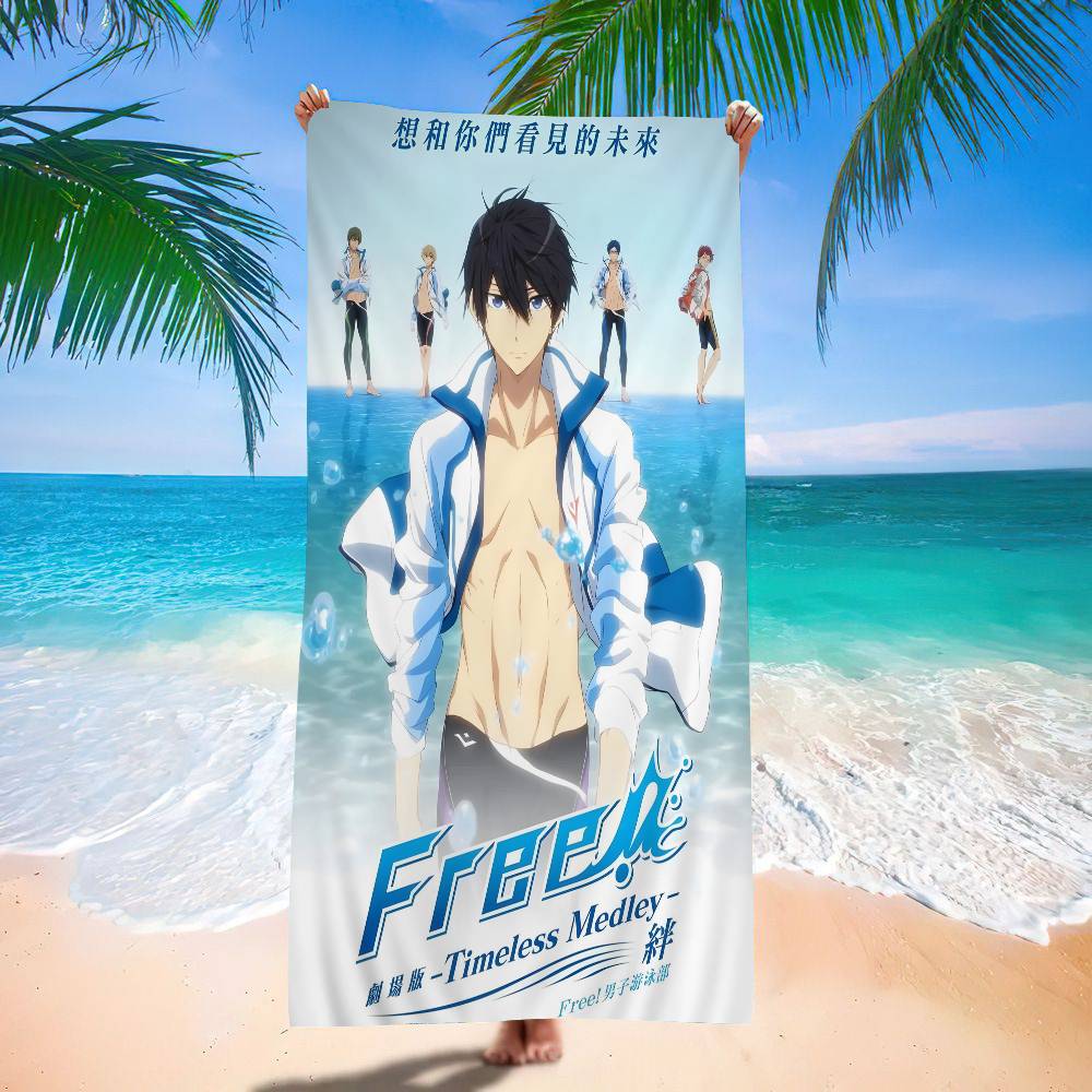 Anime Free Iwatobi Swim Club Big Microfiber Beach Towels Quick Dry Towel Sand Beach Towels Pool Towel for Travel Swim Pool Yoga