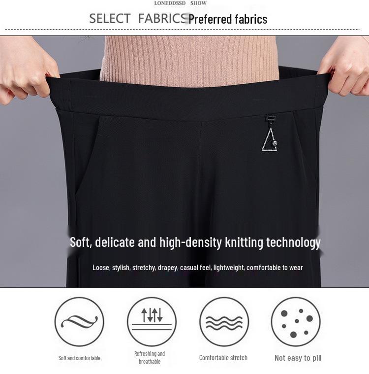 Women's Black High-Waisted Wide-Leg Skirt Pants – Summer 2026, Plus Size, Slimming, Loose, Casual.