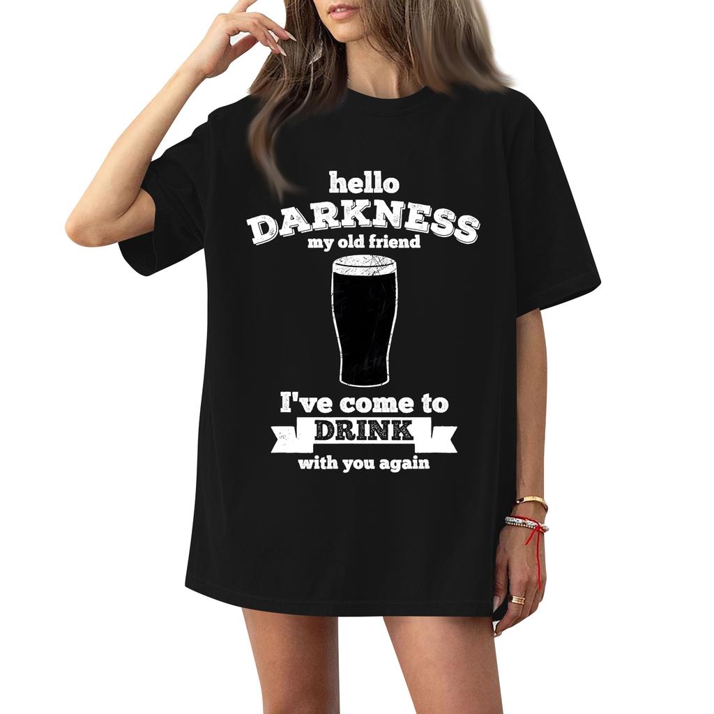 ( Darknss My Old Freend) Women's Fashion Casual Short-Sleeve Neck St. Patrick's Day Printed Shirt/T-Shirt Top