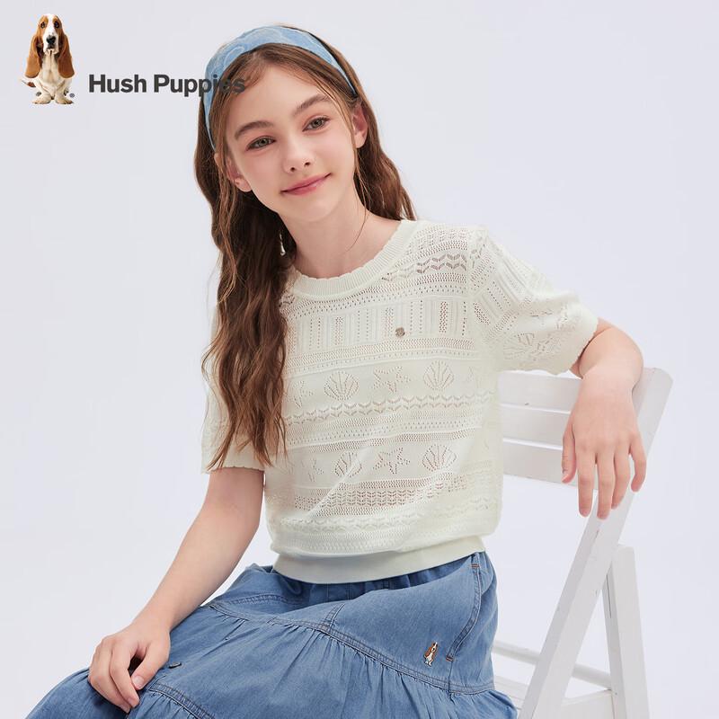 Hush Puppies Girls' Sweet Jacquard Round Neck Short Sleeve T-Shirt