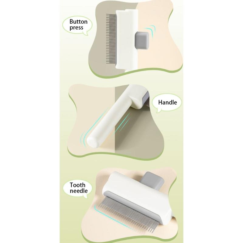 Cats Grooming Brush With Release Button Pet Hair Removal Comb For Short Long Hair Cats Massaging Shedding Cleaning Tool