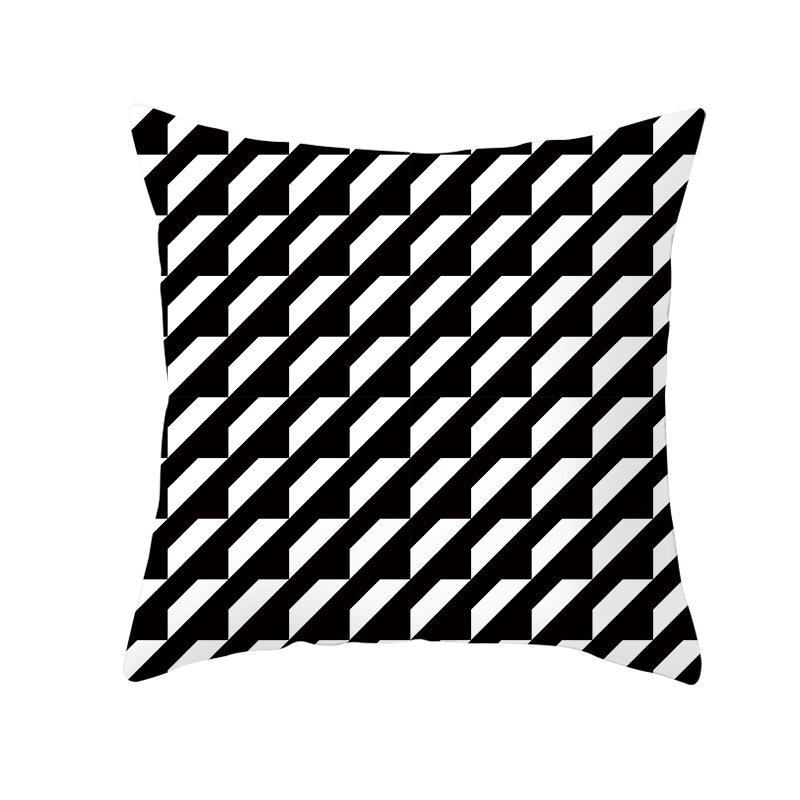 Simple Black and White Plaid Geometric Wave Pattern Cushion Cover Home Living Room Sofa Decorative Pillow Pillow Cover