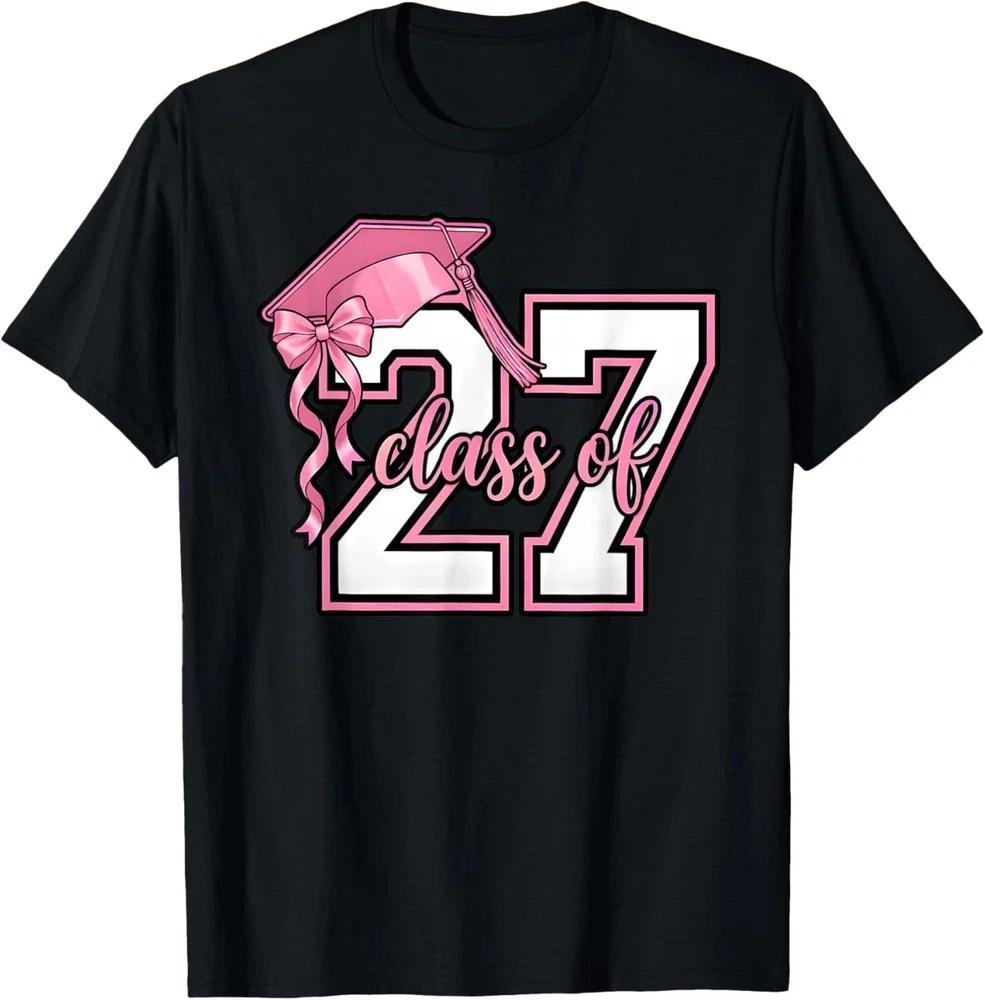 Senior 2027 Graduation Pink Coquette Bow Class Of 2027 TShirt S