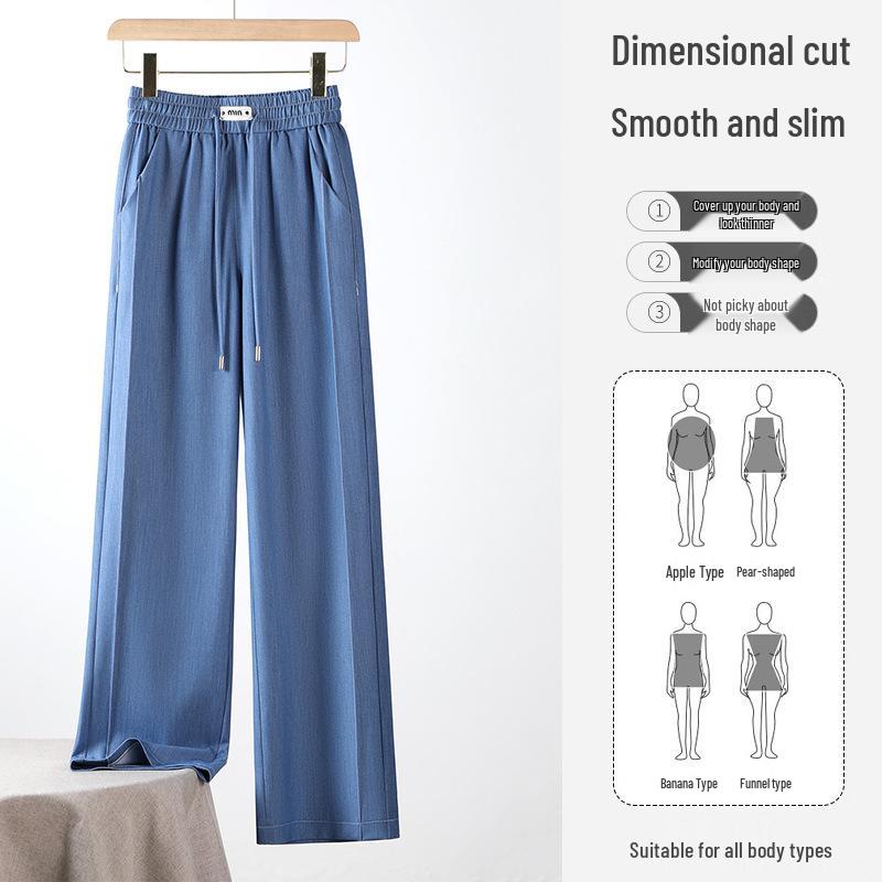 Damen Sommer Eis-Seide High Waist Elastische Denimhose - Schlankmachend, Vielseitig, Locker geschnitten mit Weit- und Schmalbeinoptionen