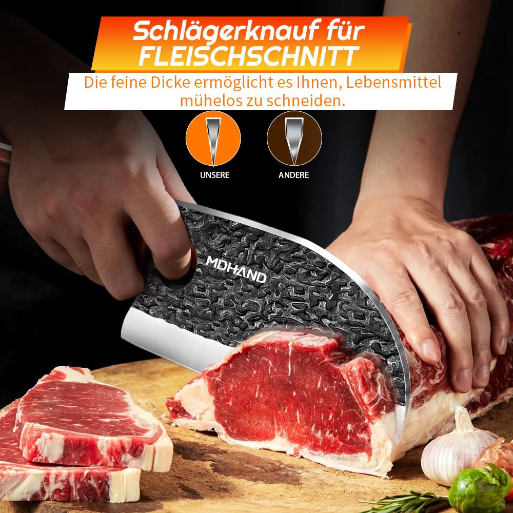 7-teiliges Küchenmesser-Set mit Lederscheide und Tragetasche Ausbeinmesser Santokumesser Metzgerbeil
