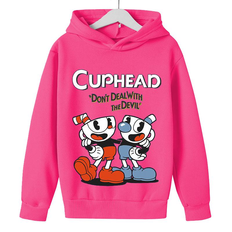 Dětská mikina Game Cuphead Chlapci Dívčí módní kreslená mikina jarní a podzimní model Horror Clothes Long Sleeve 3-13Yrs
