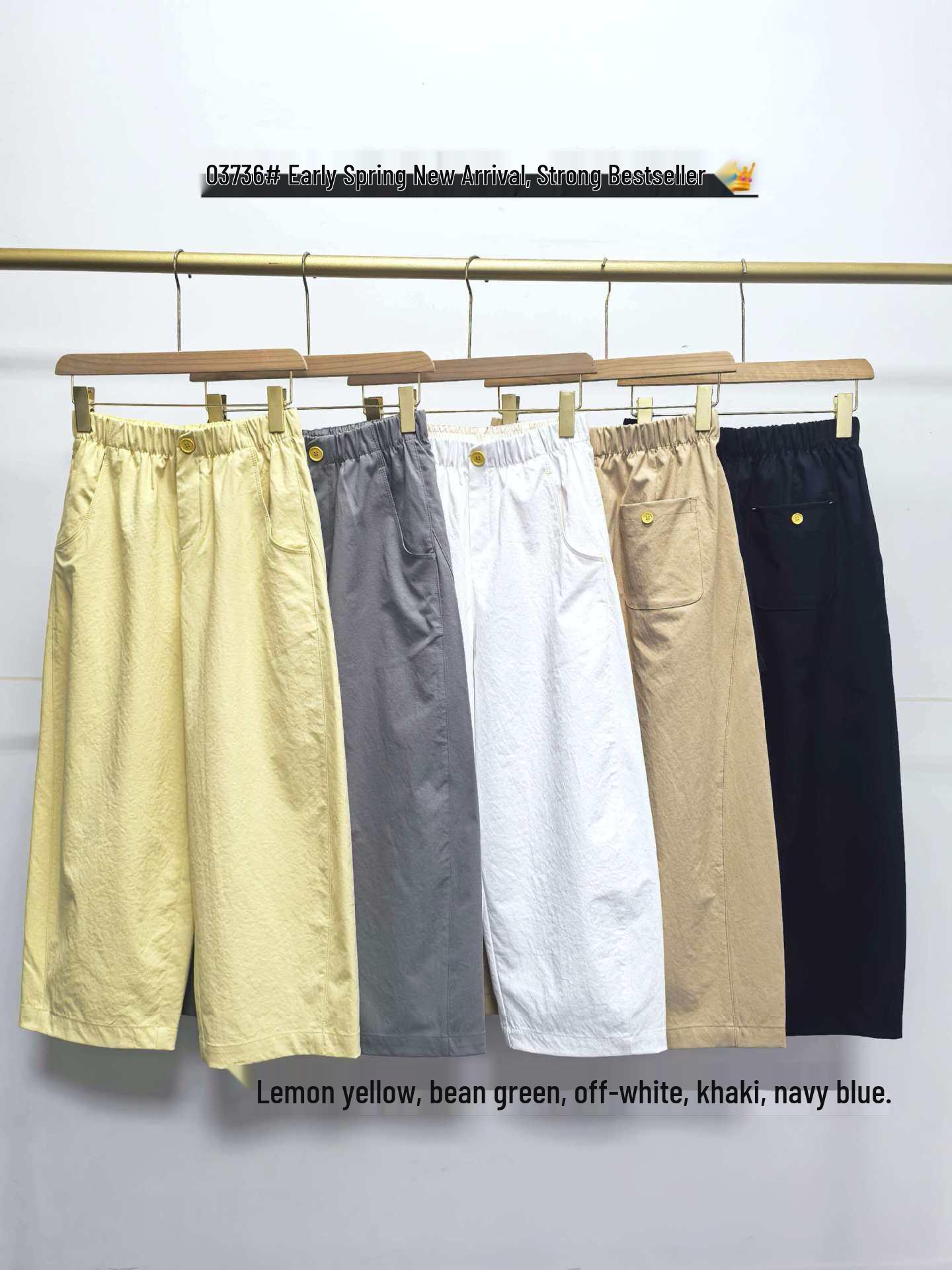 Spring 2026 Women s High Waist Slimming Loose Fit Cropped Pants - Yamamoto Barn Style Medium