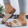 Women's Wooden Bottom Flat Sandals Summer Spring New Arrival Large Size Beach Slippers Comfortable Casual Slip-On Shoes