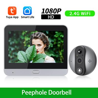Videocitofono intelligente Tuya 1080P WiFi da 4,3 pollici, telecamera spioncino, rilevamento del movimento PIR, Alexa, Google, visore digitale per porta