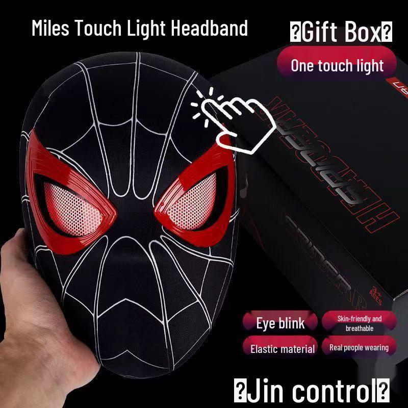Electric Spider-Man Mask with Blinking Eyes - Light-Up Cosplay Helmet Toy for Kids