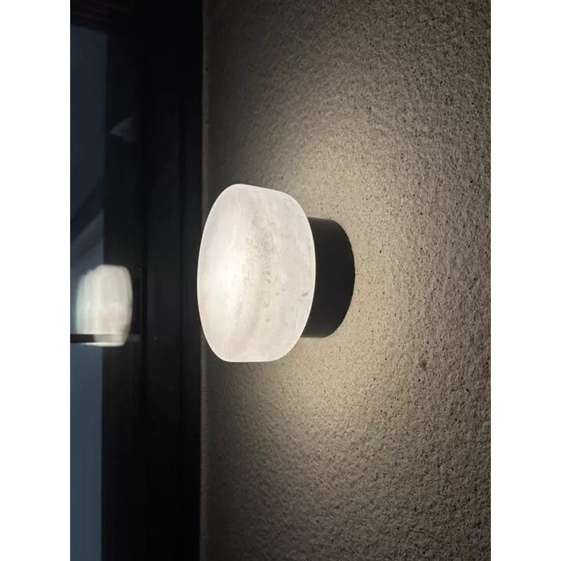 Minimalist Round Marble Wall Lamp for Bedroom, Hallway, or Balcony