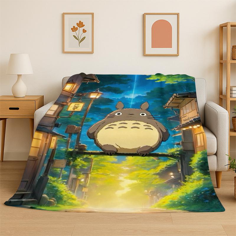 Couverture Flottante Classique T-Totoro Dessin Animé Mignonne Couverture Douce Chaude pour Chambre Salon Lit Voyage Camping Pique-nique Enfant