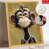 Stretched Frame Pearl Art Kit Cute Chimpanzee DIY Sparkling Bead Canvas Relaxing Hobby Gift for Craft Lovers Creative Home Decor Project