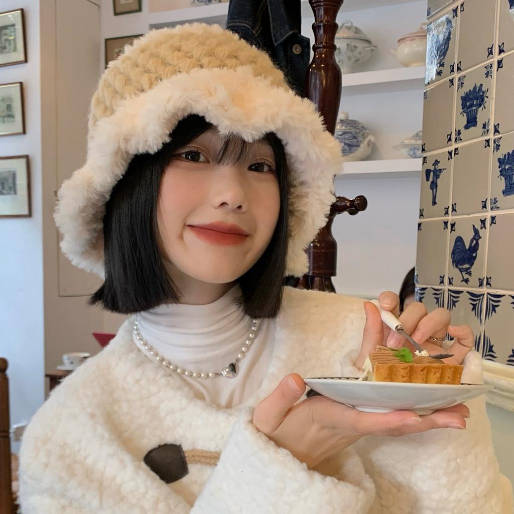 Fuzzy Winter Womens Bucket Hat Elegant And Warm Cashmere Blend Style