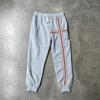 Men Stripe Jogger Sweatpants, Elastic Drawstring Waist Stripe Thigh Panel Side Hand Pockets Ribbed Ankle Cuffs Soft Fleece‑Lined Casual Trousers