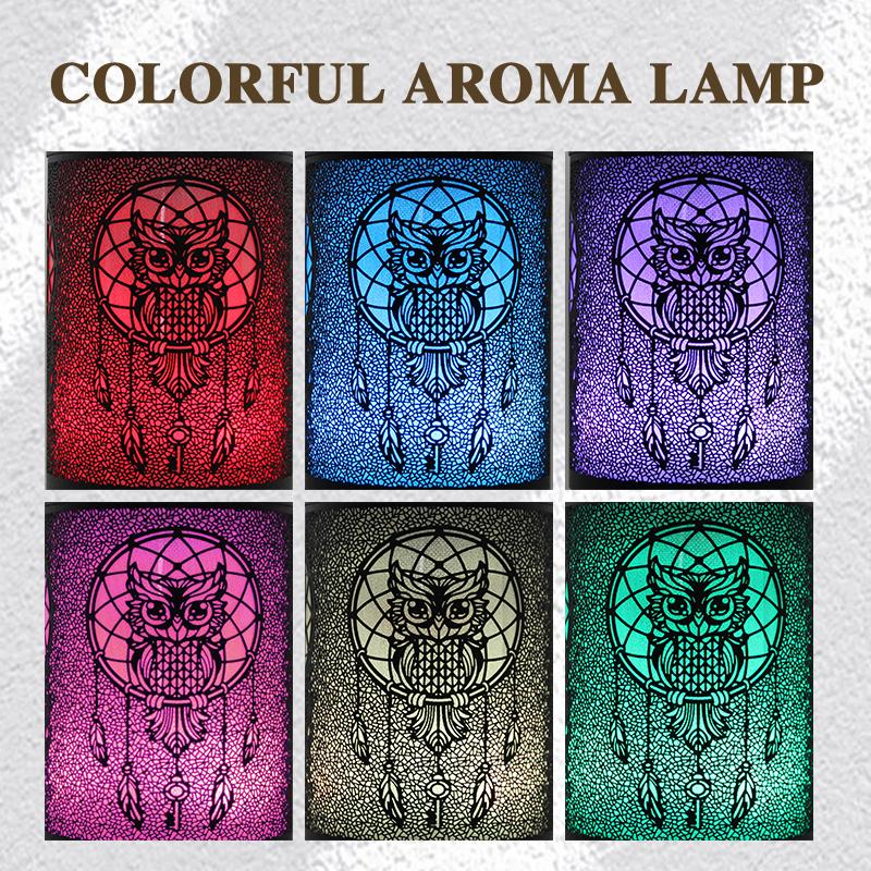 Bedside Table Light Seven-color Atmosphere Night Lights 100ml Aroma Diffuser Timer Hollow Owl Ultrasonic Air Humidifier for Home
