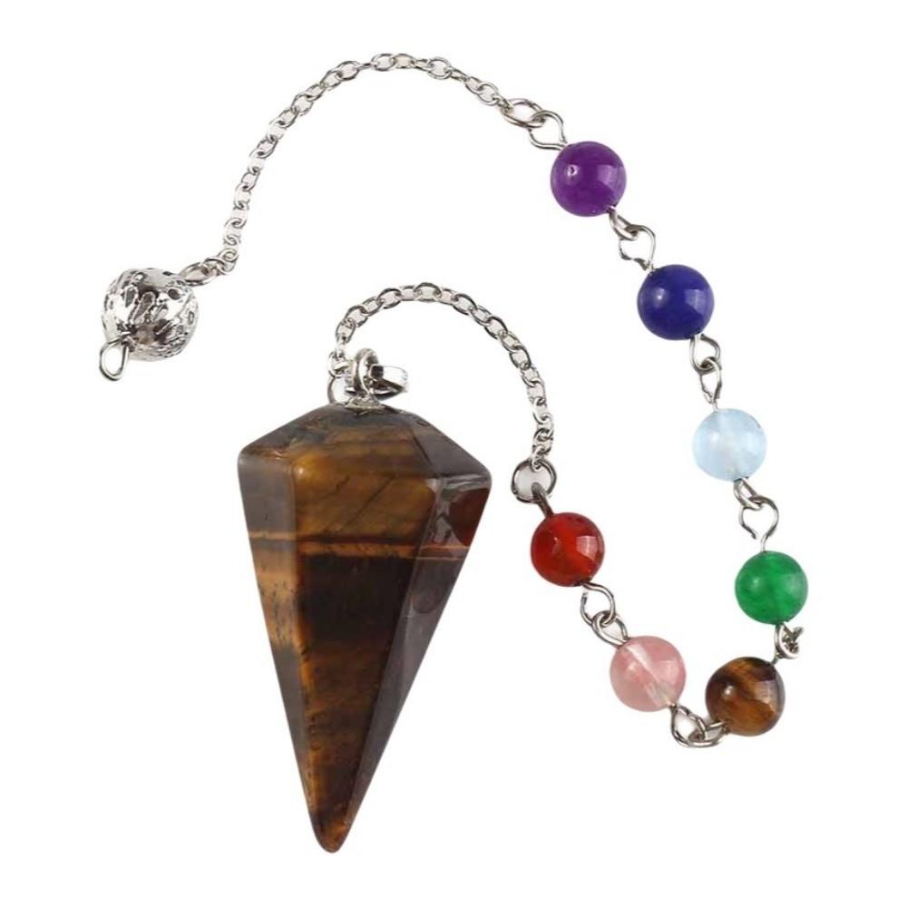 Bead Chain Pearl Crystal Pendant Rainbow Color Natural Crystal Necklace Energy Healing коричневый