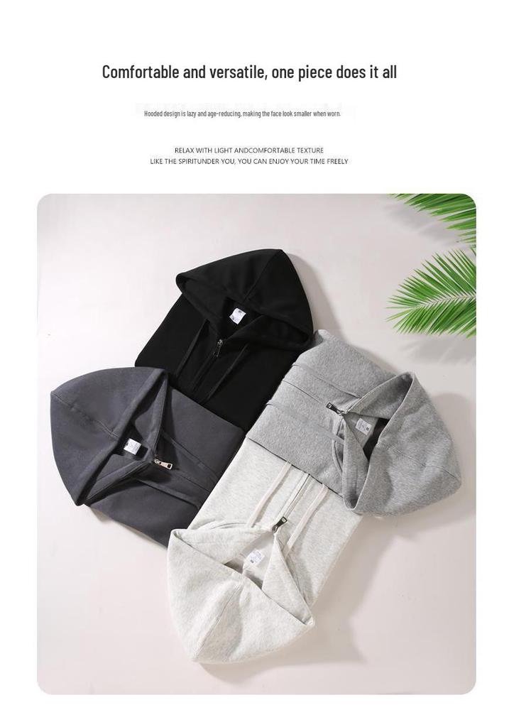 Women's Loose Fit Hooded Sweatshirt: Sporty Zipper Jacket, Long Sleeve, 2024 Autumn/Winter Collection, Customizable Hoodie.
